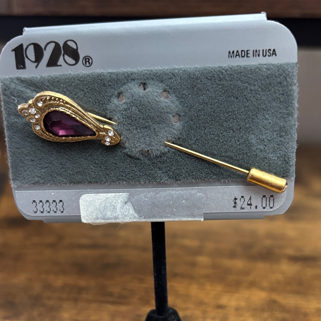 1928 Gold And Purple Crystal Brooch